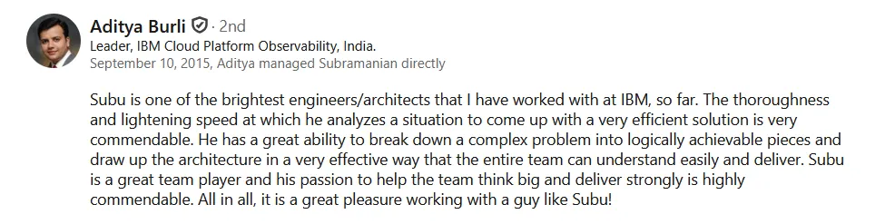 LinkedIn recommendation 1