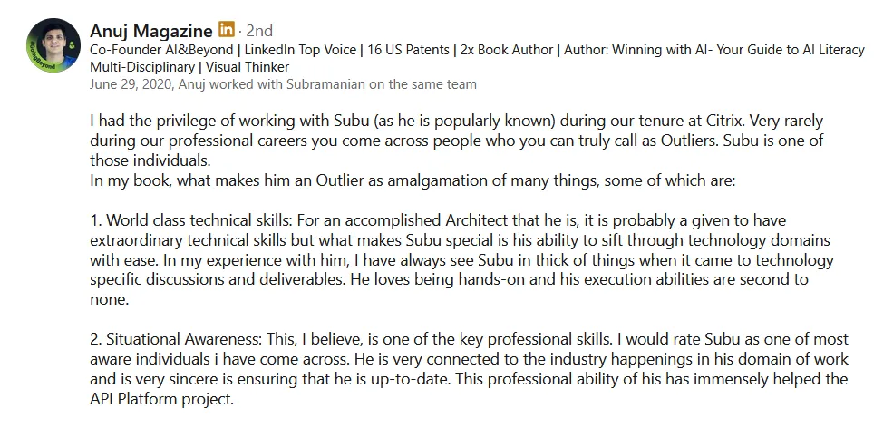 LinkedIn recommendation 3