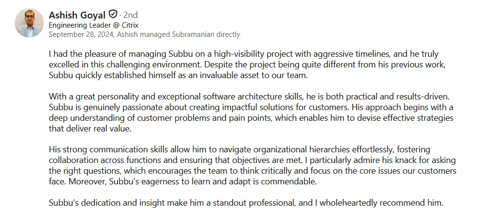 LinkedIn recommendation 5