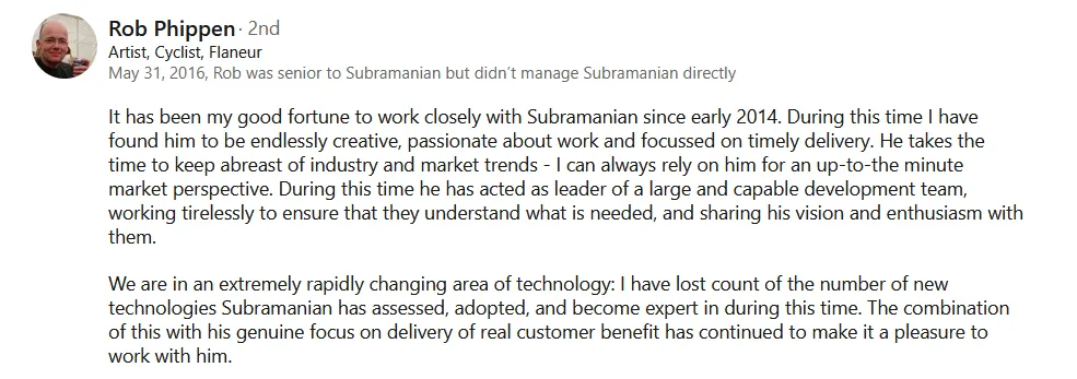 LinkedIn recommendation 10
